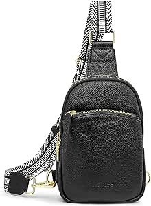 Kattee Sling Bag for Women Small Genuine Leather Crossbody Chest Bags Fanny Packs Soft Shoulder Daypack Travel Outdoor