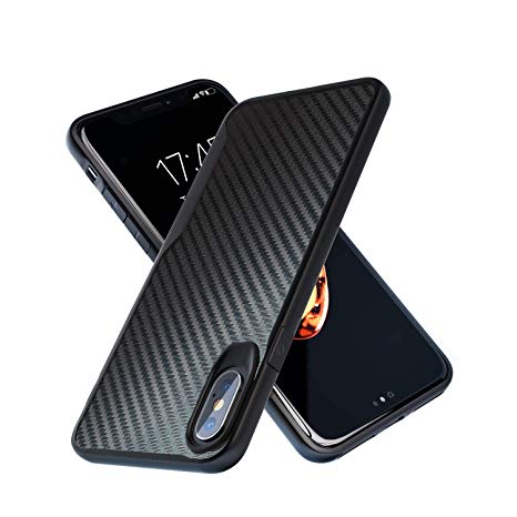 iPhone X Case/iPhone Xs Case, 10ft. Drop Tested Carbon Case, Ultra Slim, Lightweight, Scratch Resistant, Compatible with Apple iPhone X/iPhone Xs - Black