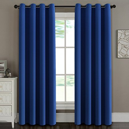 H.Versailtex Blackout Thermal Insulated Room Darkening Winow Treatment Extra Long Curtains / Drapes,Grommet Panels (Set of 2,52 by 108 - Inch,Royal Blue)