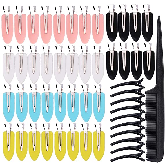 Fani 40 PCS No Crease Hair Clips No Bend Curl Pin Clips Hair Barrettes Hairpins with 10 PCS Black Duckbill Hair Clips for Women Makeup Hairstyle Application