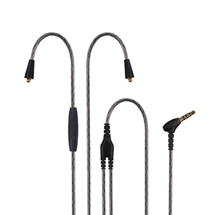 Tennmak MMCX Cable Detachable Earphones Replacement Cable with Microphone and Universal Remote for Shure SE215 SE315 SE425 SE535 SE846 UE900 Headphones (Black)