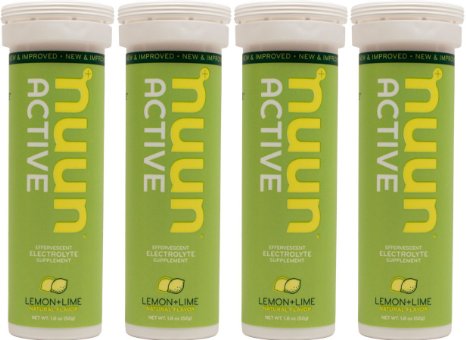 New Nuun Active: Hydrating Electrolyte Tablets, Lemon Lime, Box of 4 Tubes