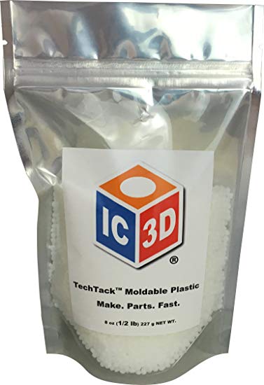 IC3D TechTack Moldable Plastic Pellets PCL - 8 Oz (0.5lb) Resealable Bag - Professional Grade Low Temp Melting Plastic
