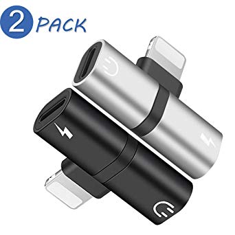 [2 Pack] for iPhone Adapter Headphone Jack Splitter Earphone Connector Convertor Accessories for iPhone 11/11 Pro/11 Pro Max/X/XR/XS/XS Max/8/8 Plus/7/7 Plus Dongle [Audio Charge Call Remote] Cables