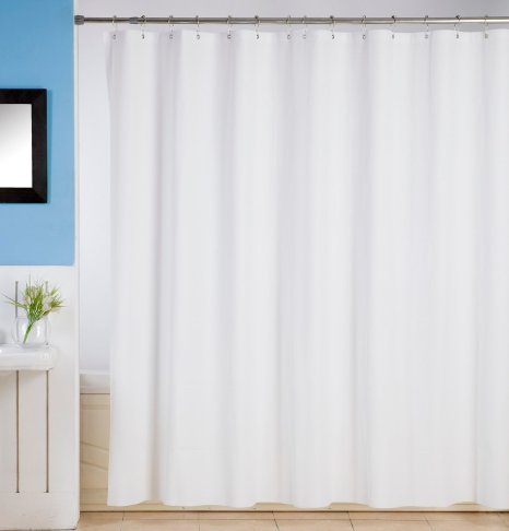 100% PEVA Shower Curtain, 6 Gauge for more thickness, No Odor, Non Toxic, No Chemicals, Use as Standalone, Perfectly Weighted, Ideal for Children, 72 x 72 inch (White) - By Utopia