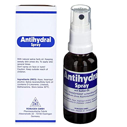 Antihydral Spray 30mL w/Salvia-Sage Herb Oil. Keep Sweaty Hands, Armpits, Foot & Genital Skin Areas Dry. Antiperspirant & Anti-Sweat Protection for Men & Women