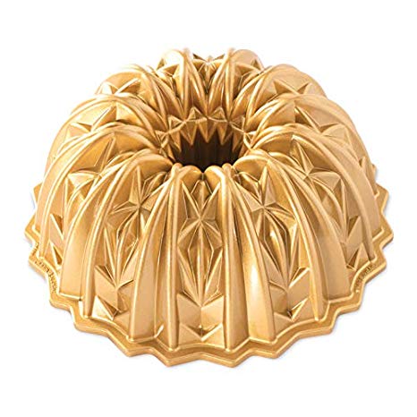 Nordic Ware 92877 Cut Crystal Cast Bundt Pan, 10 Cup Capacity, Gold