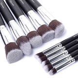 Taotaole 10 PCS Makeup Brush Set Cosmetic Foundation Blending Pencil Brushes Kabuki Silver