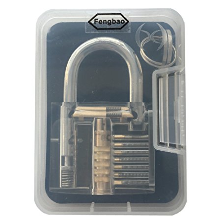 Fengbao Crystal Professional Visible Cutaway of Padlocks Lock for Locksmith Lock Training Trainer with 2 keys Good for Beginners