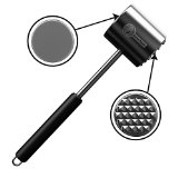 Meat Tenderizer Mallet Tool - DISHWASHER SAFE and LIFETIME GUARANTEE - Manual Hammer Pounder For Tenderizing Chicken Steak Pork and Veal in Kitchen - Professional Non Slip Silicone Handle for Pounding