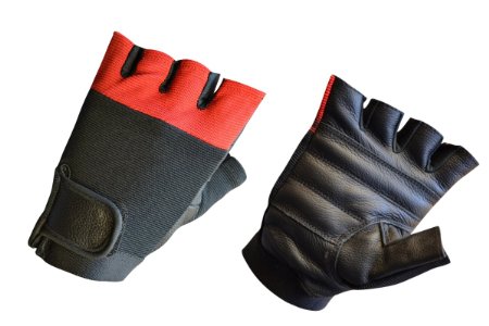 Mens Leather Weightlifting Gym Workout Fitness Fingerless Gloves lll-1005