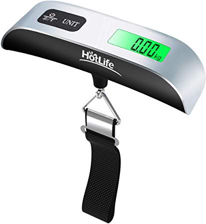 HotLife Scale for Luggage and Portable Scale for Travel, suitcase weight scale with Temperature Sensor, 110 Pounds Maximum, Battery Included