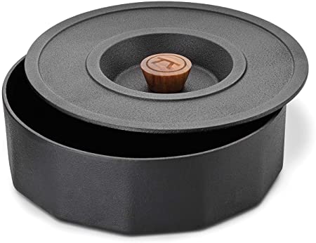 Outset Cast Iron Multi-Purpose Pot and Tortilla Warmer, 3 Quart, Black