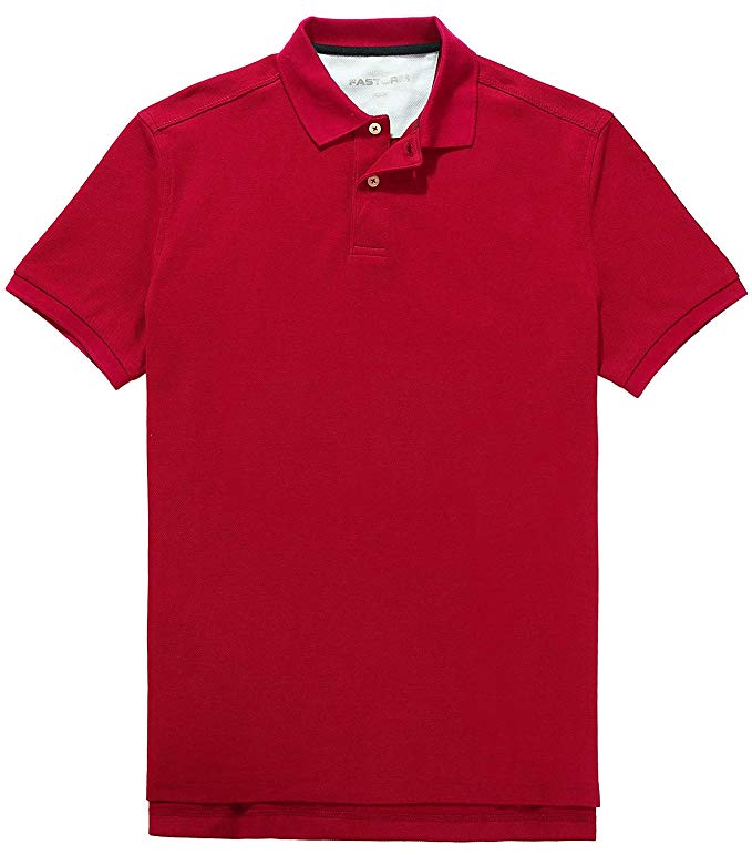 Fastorm Mens Solid Polo Shirts Short Sleeve Collared Golf Pique Polo Wicking Shirt