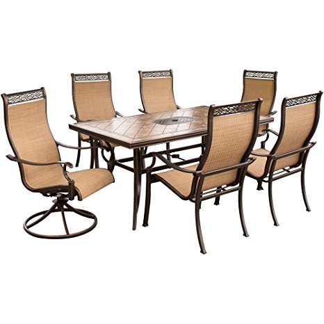 Hanover MONACO7PCSW Monaco 7-Piece High-Back Sling Outdoor Dining Set