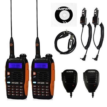 2 Pack Baofeng Pofung GT-3TP Mark-III Tri-Power 8/4/1W Two-Way Radio Transceiver, Dual Band 136-174/400-520 MHz True 8W High Power Two-Way Radio, with 23CM High Gain Antenna, Upgraded Chip   2 Remote Speakers   1 Programming Cable Included