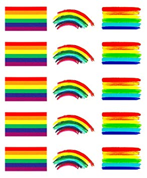 Conpru 45 pieces Pride Rainbow Temporary Tattoo, Waterproof Rainbow Flag Tattoo Stickers for Pride Celebration, Removable Body Face Fake Tattoo for Pride Parades Festival
