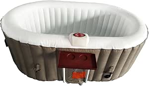 ALEKO Inflatable Hot Tub Spa | Personal High Powered Jetted Bubble | 145 Gallon | 2 Person Oval | Brown and White | HTIO2BRWH