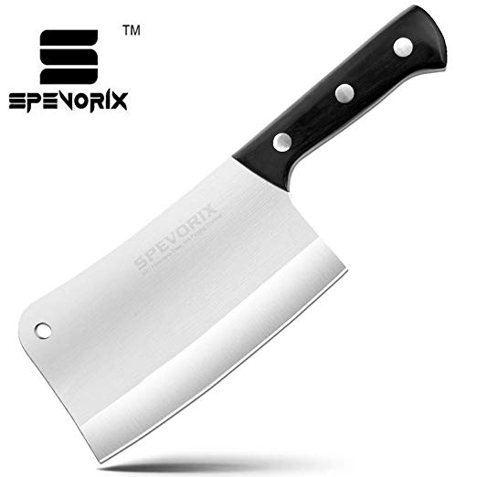 SPEVORIX Stainless Steel Meat Cleaver-Butcher Knife-Chinese Chef Knife 7 Inch Multipurpose Use for Home Kitchen or Restaurant