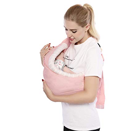 Baby Carrier by Cuby, Natural Cotton Baby Sling Baby Holder Extra Comfortable for Easy Wearing Carrying of Newborn, Infant Toddler and Ideal for Baby Registry, Nursing,Breastfeeding (Pink memories)