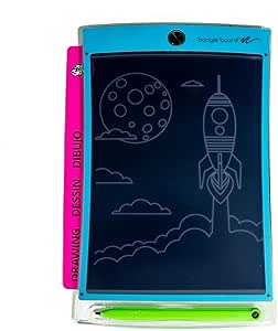 Boogie Board Travel Magic Sketch Colorburst Drawing Pad, Green Stylus, 3 Double-Sided Templates for Drawing, Writing, and Tracing, Ages 4  - Blue Bezel