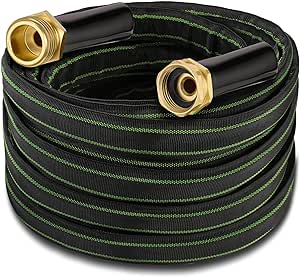 75 ft Garden Hose Non-Expandable Hoses - Flexible Water Hose with Extra-Strong Brass Connector,Superior Strength Fabric-3- Layers Latex - Leakproof Lightweight Non-Expanding Pipe for Yard Watering