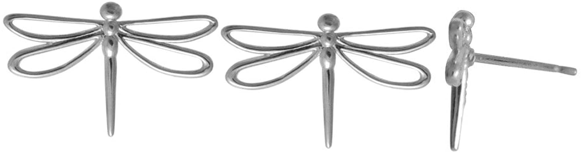 Boma Jewelry Sterling Silver Large Dragonfly Stud Earrings