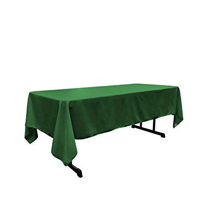 LA Linen Polyester Poplin Rectangular Tablecloth, 60" x 108", Emerald Green