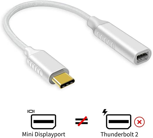 USB C to Mini DisplayPort,USB Type C (Thunderbolt 3) to Mini Displayport Adapter 4K@60Hz & Nylon Compatible with MacBook Pro/Air,ChromeBook Pixel,IPad Pro,Galaxy S8 /S9 and More (Mini DP Cable)