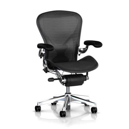 Executive Aeron Chair by Herman Miller - Official Retailer - Polished Aluminum Frame - Carbon Wave Size C Large