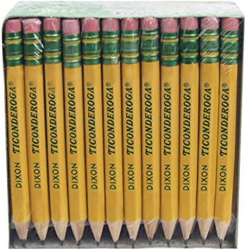 Dixon Ticonderoga Company Golf Pencil, Ticonderoga, 3.5", 72/Box, Yellow (DIX13472)