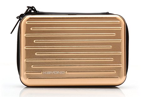 KAYOND Anti-shock Silver Aluminium Carry Travel Protective Storage Case Bag for 2.5" Inch Portable External Hard Drive HDD USB 2.0/3.0 (Golden)