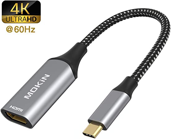 MOKiN USB C Type C to HDMI Adapter 4K@60Hz for MacBook Pro 2019/2018, iPad Pro/MacBook Air 2018/2019, Samsung Galaxy S9/S8, Surface Go and Dell XPS Space Gray