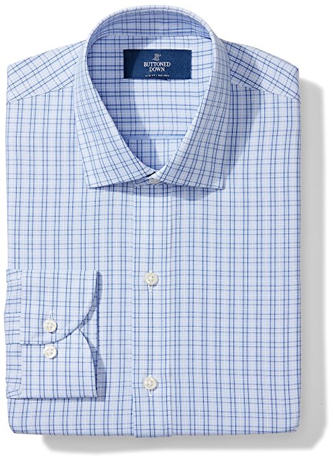 Buttoned Down Men's Slim Fit Spread-Collar Pattern Non-Iron Dress Shirt