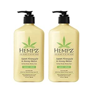 Hempz Body Lotion - Sweet Pineapple & Honey Melon Daily Moisturizing Cream, Shea Butter, Aloe, Orange Extract Body Moisturizer - Skin Care Products, Hemp Seed Oil - 17 fl oz, 2-Pack Bundle…