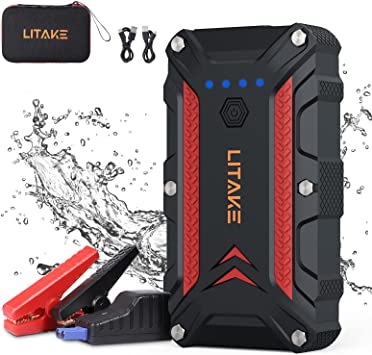 LITAKE Portable Jump Starter Battery Pack, 12V 1500 Amp Motorcycle Car Emergency Battery Booster Pack, Up to 8L Gas and 6L Diesel Engines, 16000mAh Powerbank Charger, QC 3.0, LED Light, Waterproof