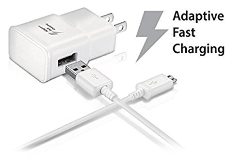 Galaxy S7 S7 Edge S6 S6 Edge LG G2 G3 G4 for Samsung Adaptive Fast Charger Micro USB 2.0 Cable Kit {Wall Charger + 5FT Cable} Fast Charging for up to 50% faster charging (WHITE) Premium version