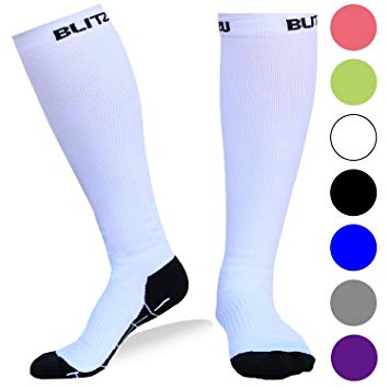 BLITZU Compression Socks 20-30mmHg for Men & Women Best Recovery Performance Stockings for Running, Medical, Athletic, Edema, Diabetic, Varicose Veins, Travel, Pregnancy, Relief Shin Splints, Nursing