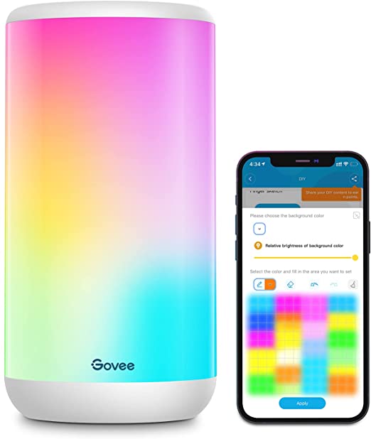 Govee Smart Table Lamp, App Control RGBIC Alexa Bedside Lamp with Scene Modes and Music Mode, Dimmable Warm White Light Lamp for Bedrooms and Living Room, Works with Alexa & Google Assistant