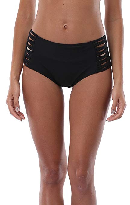 ATTRACO Women's Solid Swim Bottom Beach Bikini Bottom High Waist Swimwear Bottom