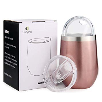 Sivaphe Travel Coffee Mugs Vacuum Insulated 12OZ Thermal Wine Tumbler with Lids Double-Wall Stainless Steel Unbreakable Drinking Cups for Wine Cocktails Ice Cream