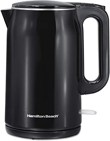 Hamilton Beach 41032 Electric Tea Kettle, Hot Water Boiler & Heater, 1.6 L, Cordless, Auto-Shutoff and Boil-Dry Protection, Cool-Touch, BLACK