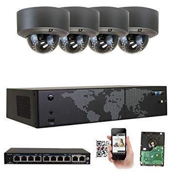 GW Security AutoFocus IP Camera System, 8 Channel H.265 4K 8MP NVR, 4 x 5MP HD 1920P Dome POE Security Camera 4X Optical Motorized Zoom Outdoor Indoor