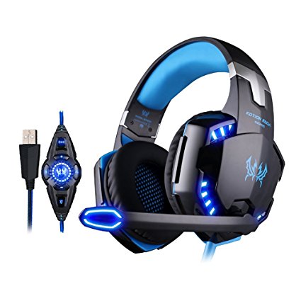 KOTION EACH G2200 7.1 Surround USB Super Vibration Gaming Headset with Microphone for PS4 Tablet Laptop (Blue)