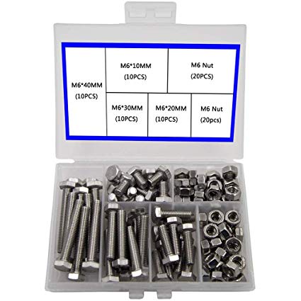 Newlng M6 304 Outer Corner Hexagonal Stainless Steel Hex Bolt Set Machinery Industry, Mechanical Hex Bolts and Nuts