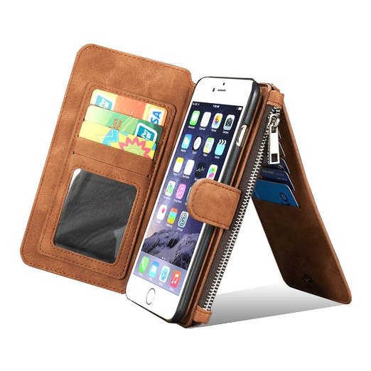 Galaxy S7 Edge Case BELK Detachable  Brown  Leather - Large Capacity Wallet Folio Flip Case with Card Slot Slim Luxury PC Back Cover for Samsung Galaxy S7 Edge