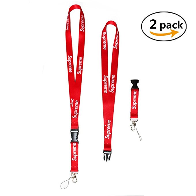 Jelacy Supreme Lanyard Red-treetwear Supreme Lanyard Red Latest Fashion Design Neck Strap Keychain Holder Ring Style, For Keys Phones Bags Accessories (SUPREME)