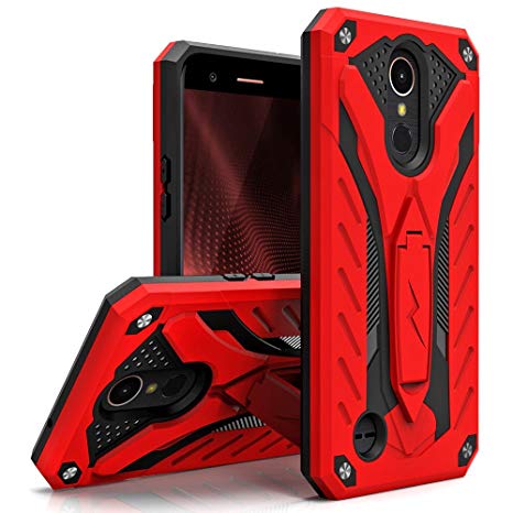 Zizo STATIC Series compatible with LG K20 Plus Case Military Grade Drop Tested with Built In Kickstand LG Harmony Case RED BLACK