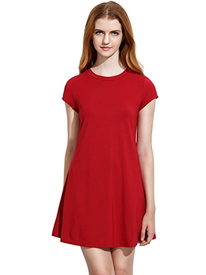 Romwe Women's Short Sleeve Shirt Casual Swing Dress