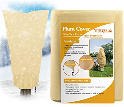 Tikola 2 Pcs Plant Covers Freeze Protection - 2.4oz 47×72 inch Plant Cover Frost Blanket for Trees Cold Protection Shrub Covers